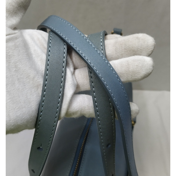 Brahmin Delaney Blue Leather Double Closure Satchel Bag - Picture 5 of 16